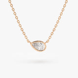 14K Gold Horizontal Pear Shape Diamond Solitaire Necklace 14K Rose Gold Ferkos Fine Jewelry