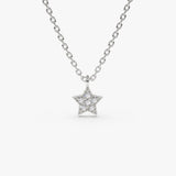 14K Gold Diamond Star Charm Necklace 14K White Gold Ferkos Fine Jewelry