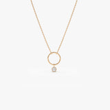 14K Circle Necklace with Bezel Set Diamond 14K Rose Gold Ferkos Fine Jewelry