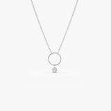 14K Circle Necklace with Bezel Set Diamond 14K White Gold Ferkos Fine Jewelry