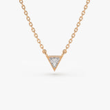 14K Gold Triangle Cut Diamond Solitaire Necklace 14K Rose Gold Ferkos Fine Jewelry