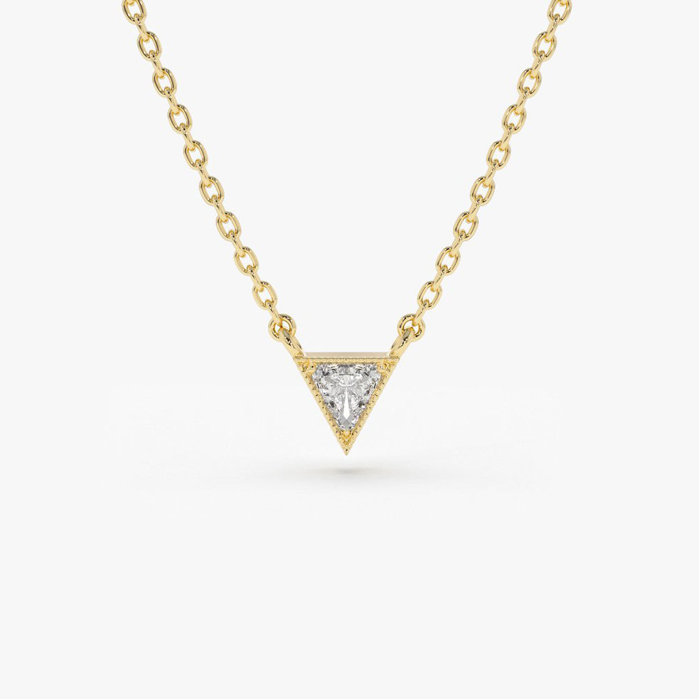 14K Gold Triangle Cut Diamond Solitaire Necklace 14K Gold Ferkos Fine Jewelry