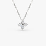 14K Gold Diamond Clover Necklace 14K White Gold Ferkos Fine Jewelry