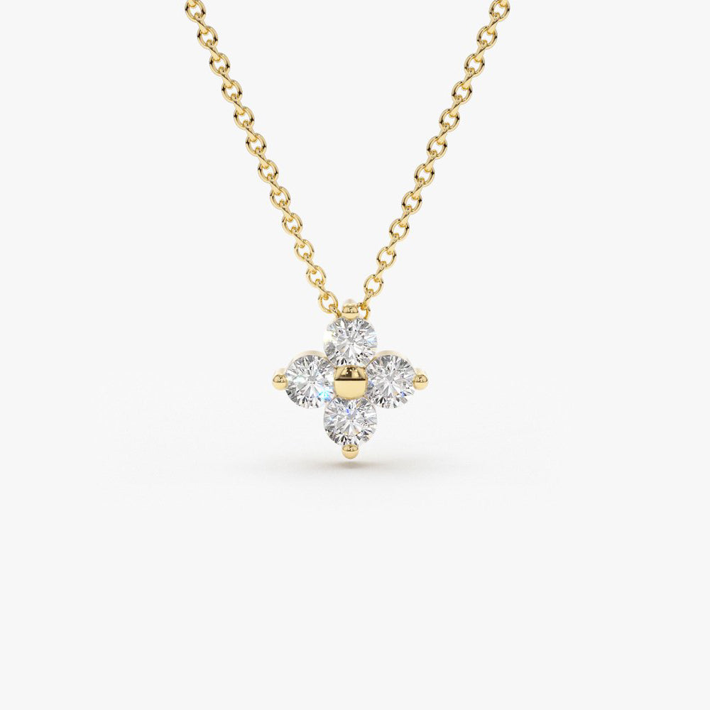 14K Gold Diamond Clover Necklace 14K Gold Ferkos Fine Jewelry
