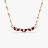 14K Slanted Ruby and Round Diamond Necklace 14K Rose Gold Ferkos Fine Jewelry