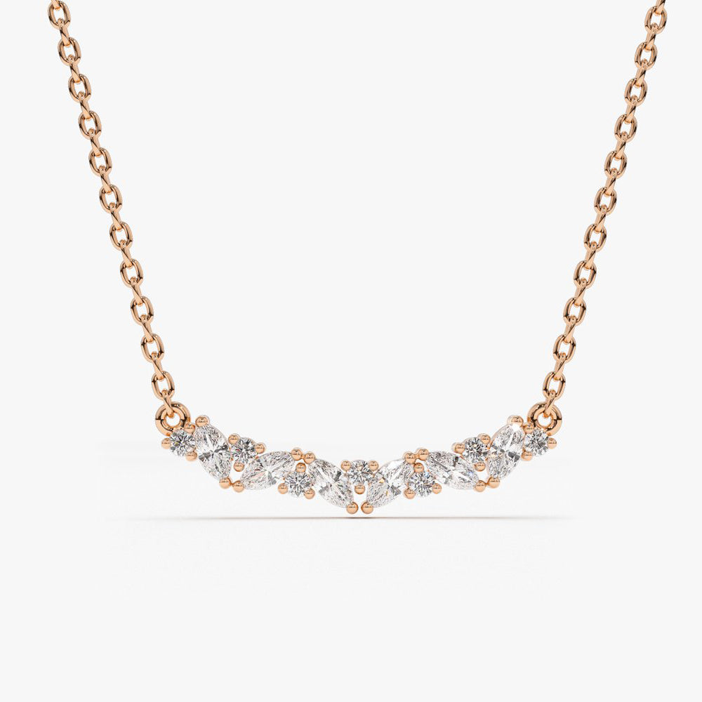 14K Gold Slanted Marquise and Round Diamond Necklace – FERKOS FJ
