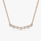 14K Gold Slanted Marquise and Round Diamond Necklace 14K Rose Gold Ferkos Fine Jewelry
