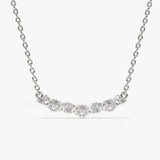 14K Gold Slanted Marquise and Round Diamond Necklace 14K White Gold Ferkos Fine Jewelry