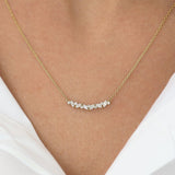 14K Gold Slanted Marquise and Round Diamond Necklace  Ferkos Fine Jewelry