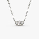 14k  Art Deco Trio Diamond Necklace 14K White Gold Ferkos Fine Jewelry