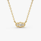 14k  Art Deco Trio Diamond Necklace 14K Gold Ferkos Fine Jewelry