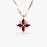 14K Floral Design Marquise Ruby and Diamond Pendant 14K Rose Gold Ferkos Fine Jewelry