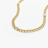14K Gold Cuban Link Necklace w/ Bezel Setting Diamond  Ferkos Fine Jewelry