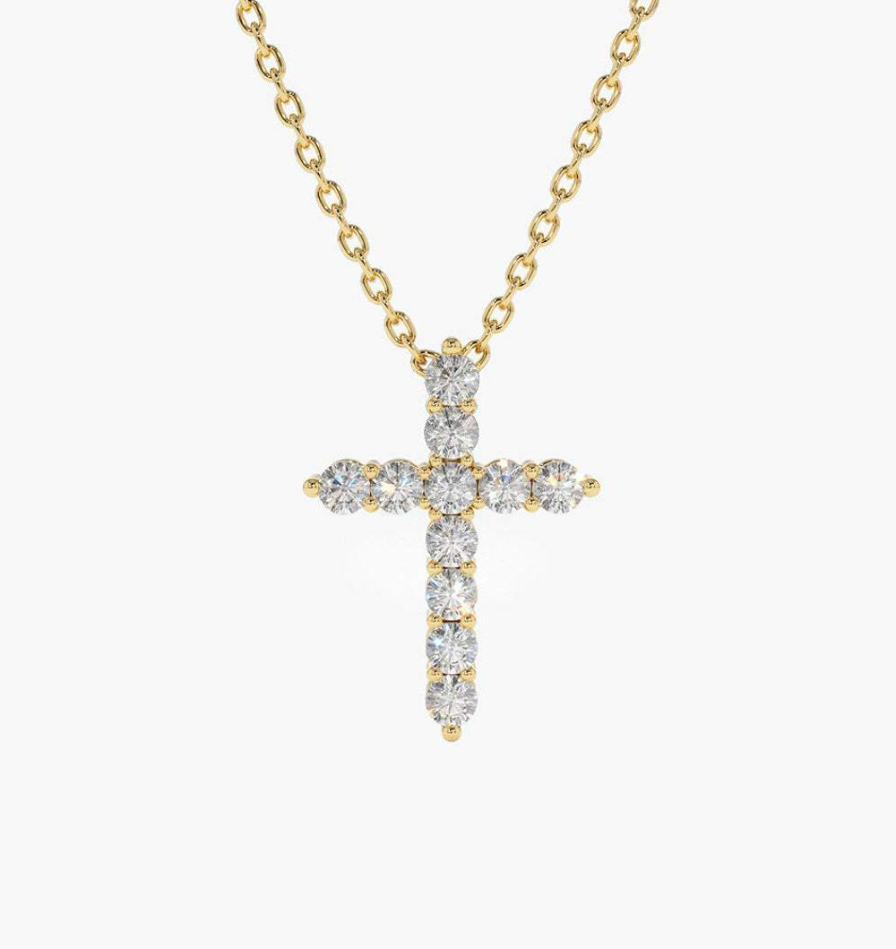 14k Diamond Cross Necklace 14K Gold Ferkos Fine Jewelry
