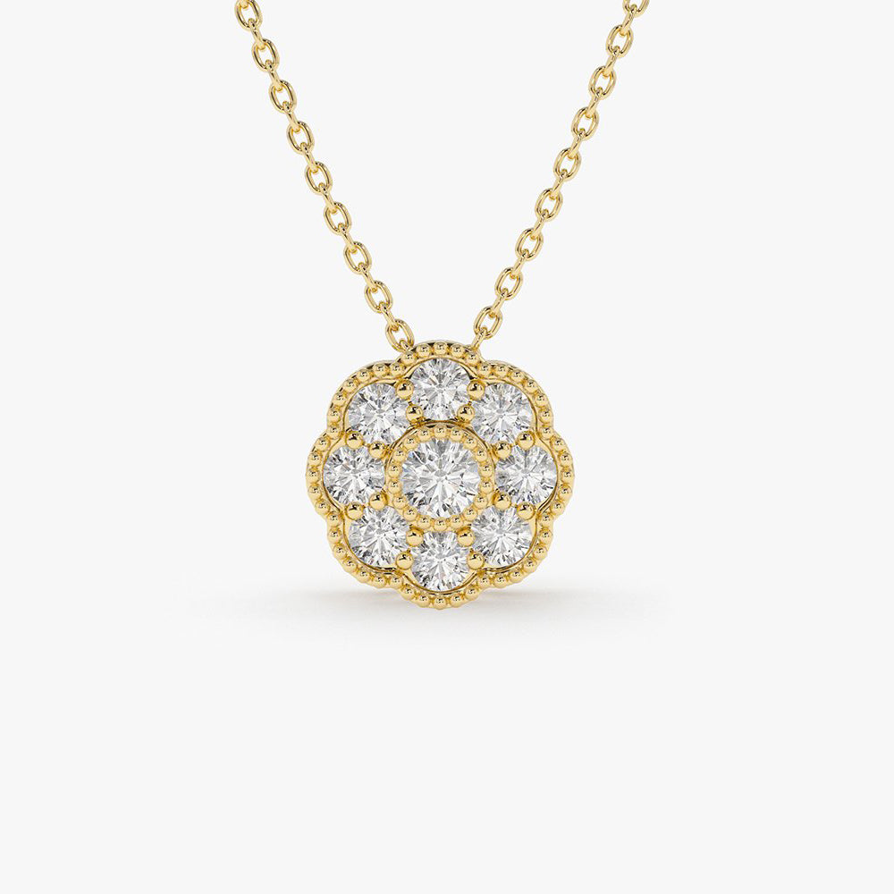 14k Floral Diamond Pendant 14K Gold Ferkos Fine Jewelry