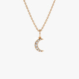 14k Dainty Crescent Moon Diamond Charm 14K Rose Gold Ferkos Fine Jewelry