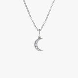 14k Dainty Crescent Moon Diamond Charm 14K White Gold Ferkos Fine Jewelry