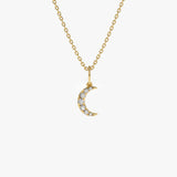 14k Dainty Crescent Moon Diamond Charm 14K Gold Ferkos Fine Jewelry