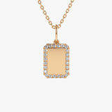 14K Gold Diamond Tag Initial Necklace 14K Rose Gold Ferkos Fine Jewelry