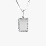 14K Gold Diamond Tag Initial Necklace 14K White Gold Ferkos Fine Jewelry