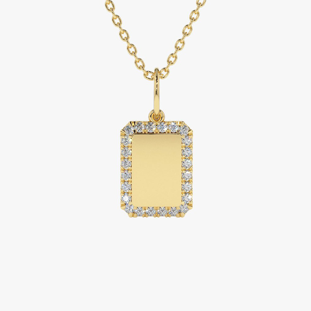 14K Gold Diamond Tag Initial Necklace 14K Gold Ferkos Fine Jewelry