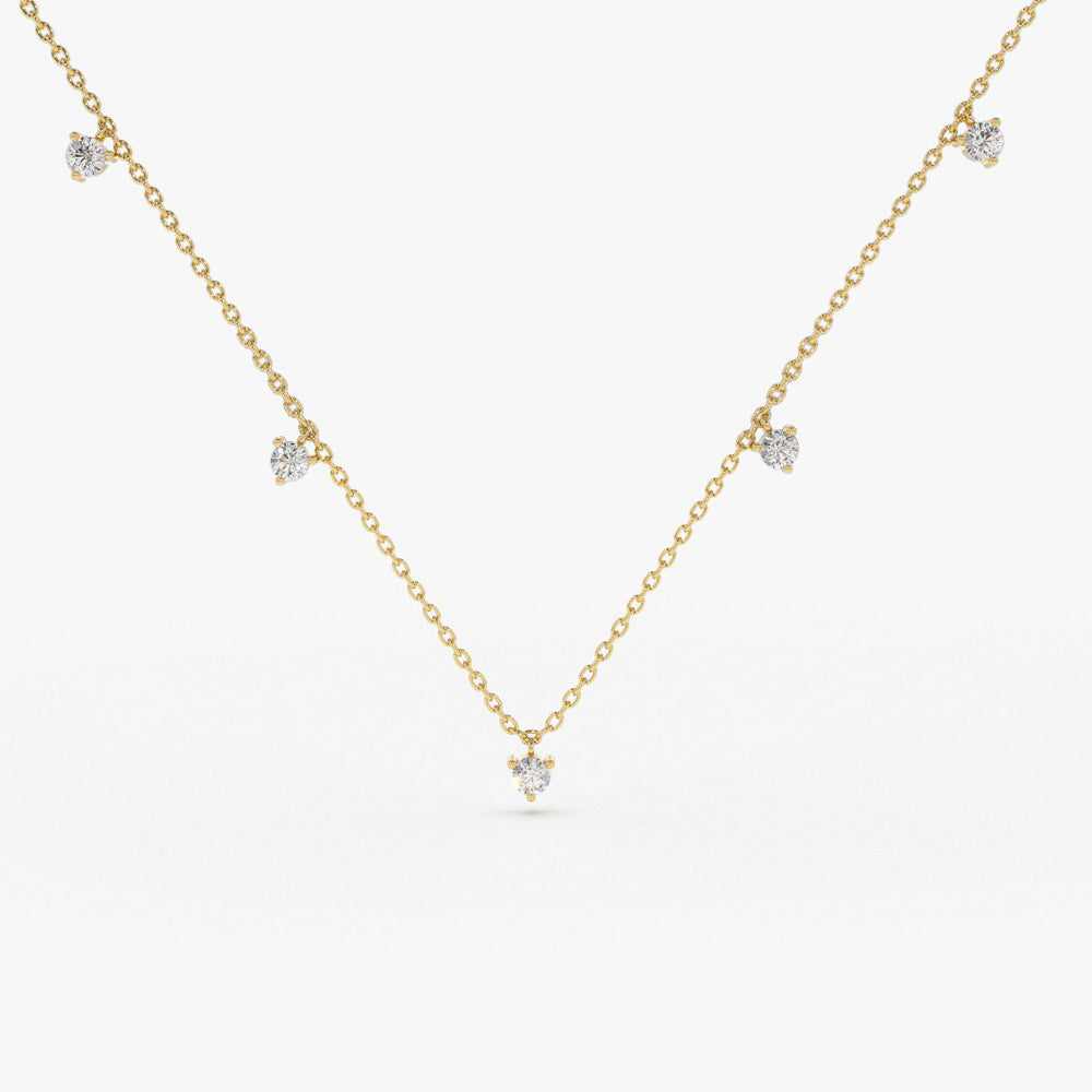 14K Dangling Diamond Solitaire Necklace 14K Gold / 18 Inches