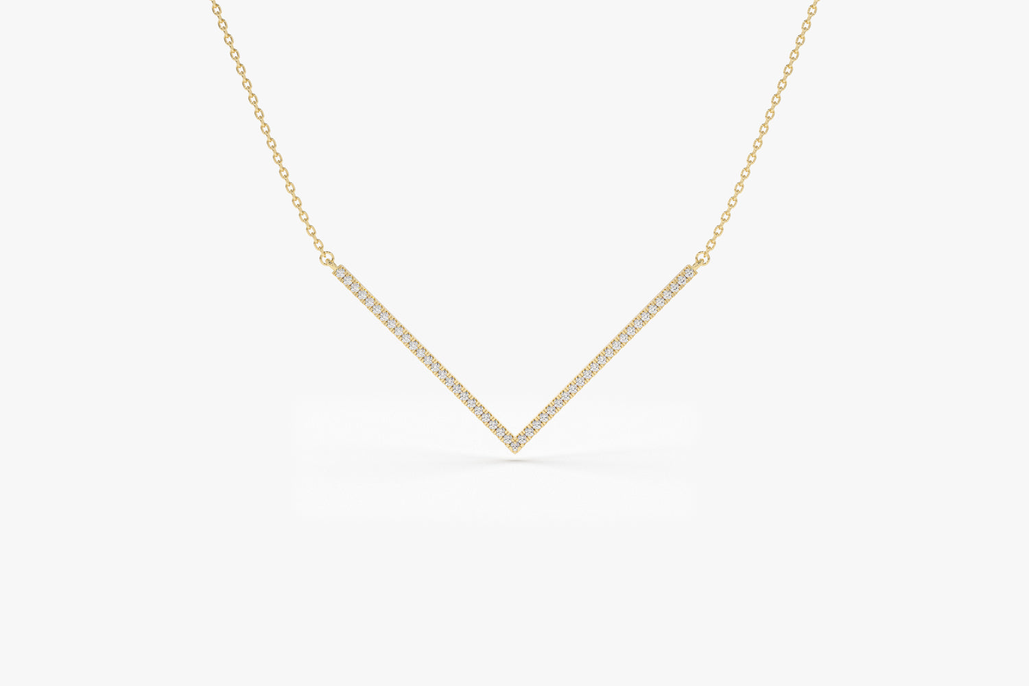 14K V Shaped Diamond Chevron Necklace 14K Gold Ferkos Fine Jewelry