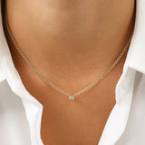 14k Gold Cuban Link Bezel Setting Emerald Cut Diamond Necklace  Ferkos Fine Jewelry