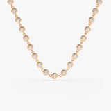 14K Gold Bezel Setting Diamond Tennis Necklace 14K Rose Gold Ferkos Fine Jewelry