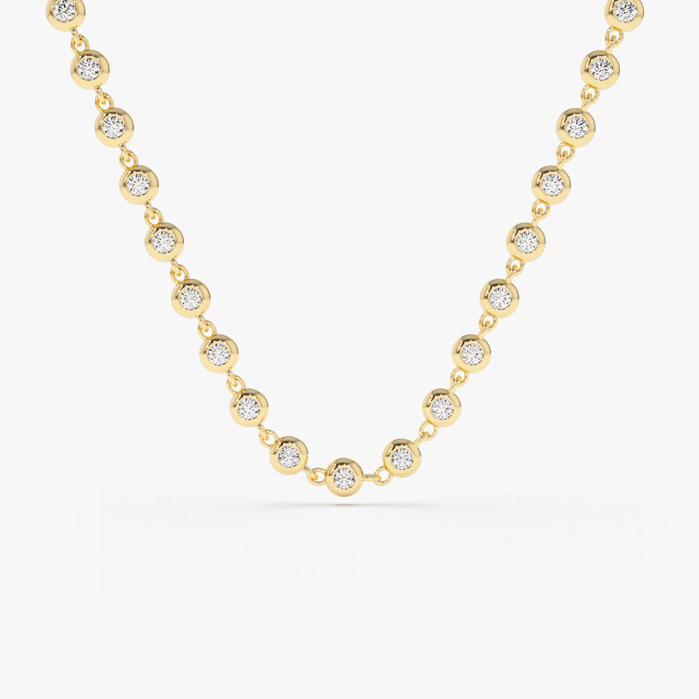 14K Gold Bezel Setting Diamond Tennis Necklace 14K Gold Ferkos Fine Jewelry