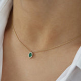 14k Emerald Necklace with Halo Diamonds  Ferkos Fine Jewelry