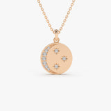 14k Diamond Moon and Crescent Pendant 14K Rose Gold Ferkos Fine Jewelry
