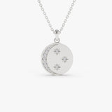 14k Diamond Moon and Crescent Pendant 14K White Gold Ferkos Fine Jewelry