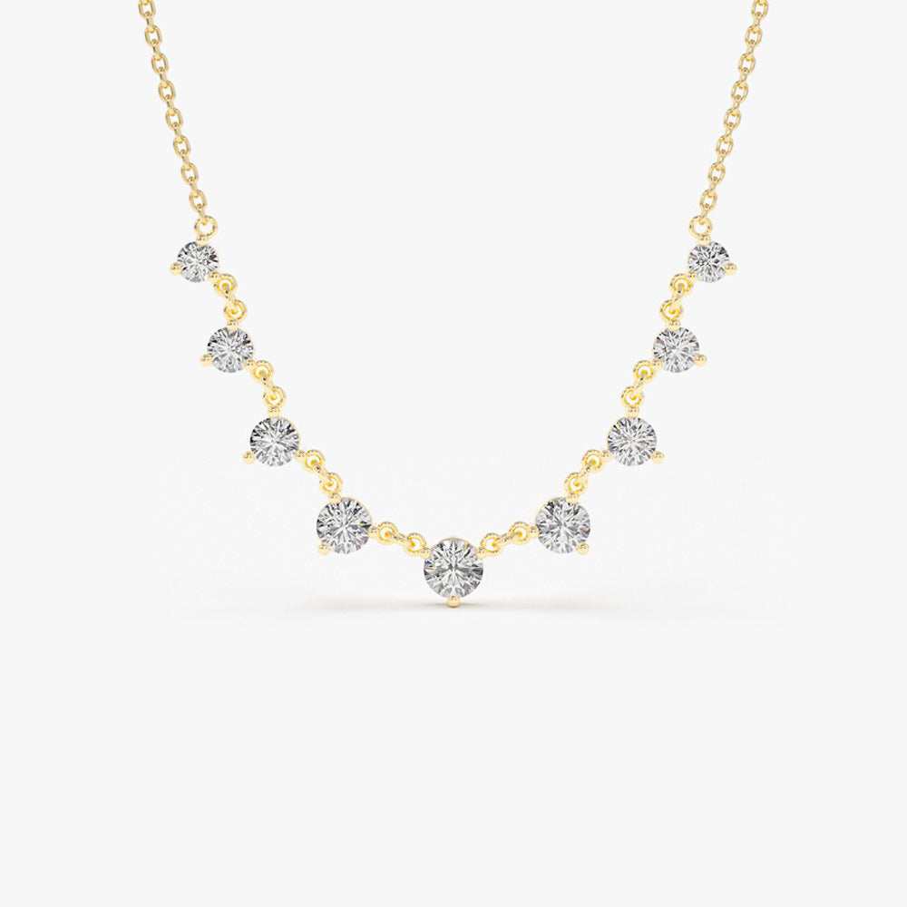 14k 1.05 ctw Solitaire Diamond Graduating Necklace 14K Gold Ferkos Fine Jewelry