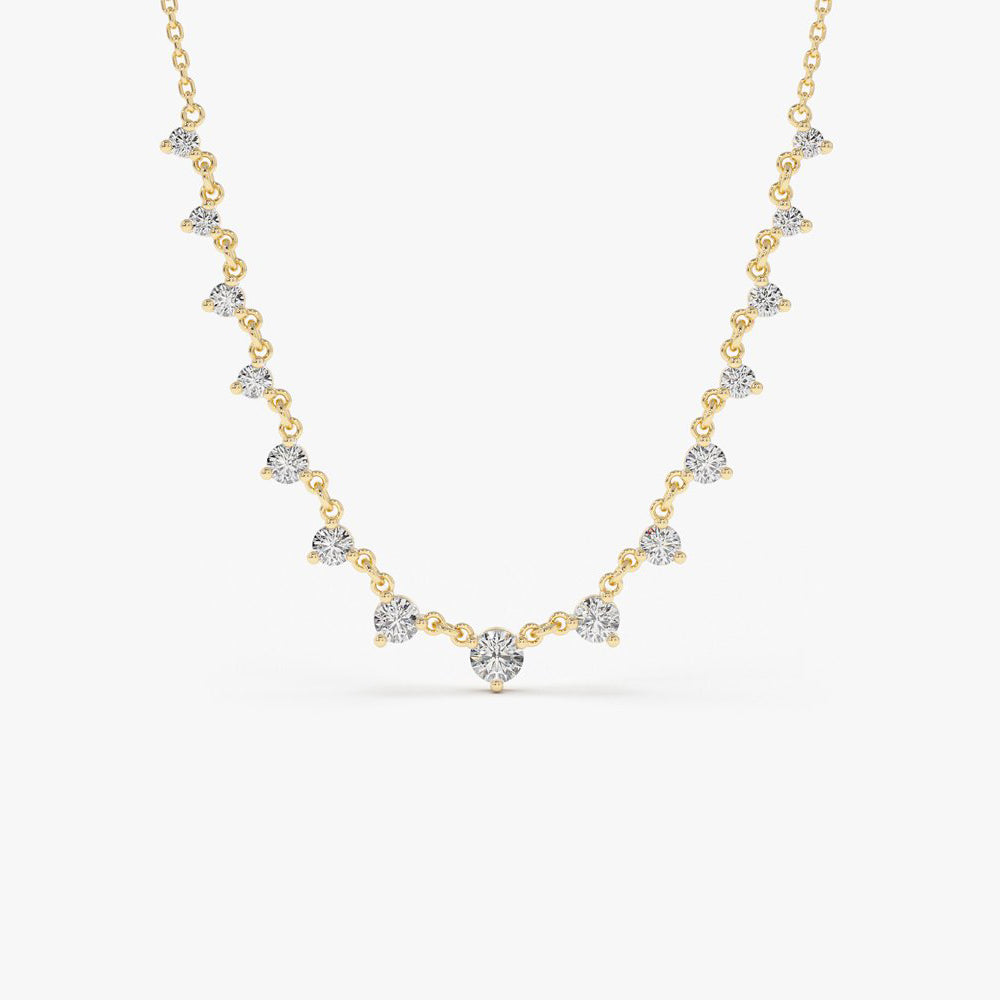 14k 0.85 ctw Solitaire Diamond Graduating Necklace 14K Gold Ferkos Fine Jewelry