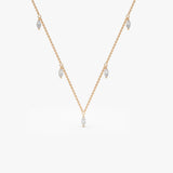 14k Gold Marquise Diamond Dangling Necklace 14K Rose Gold Ferkos Fine Jewelry