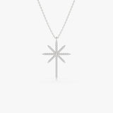 14k Solid Gold Celestial North Star Diamond Necklace 14K White Gold Ferkos Fine Jewelry