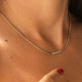 14k Gold 3MM Curb Link Diamond Pave Necklace  Ferkos Fine Jewelry