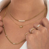 14k Gold 3MM Curb Link Diamond Pave Necklace  Ferkos Fine Jewelry