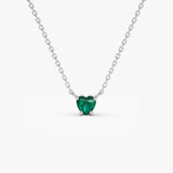 14k Heart-Shape Emerald Necklace 14K White Gold Ferkos Fine Jewelry