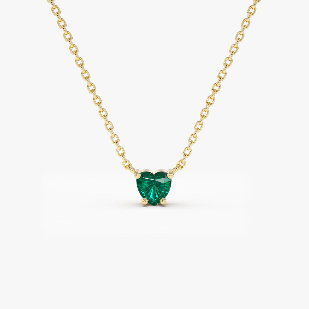 14k Heart-Shape Emerald Necklace 14K Gold Ferkos Fine Jewelry
