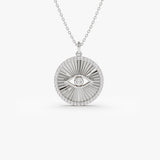 14K Evil Eye Diamond Medallion Necklace 14K White Gold Ferkos Fine Jewelry