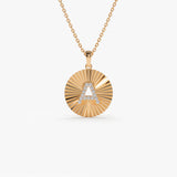 14k Sparkle Disc Diamond Initial Necklace 14K Rose Gold Ferkos Fine Jewelry