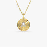 14k Sparkle Disc Diamond Initial Necklace 14K Gold Ferkos Fine Jewelry