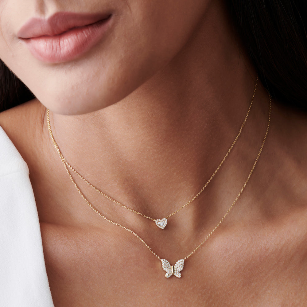 14kt Rose Gold Diamond 3-Butterfly Necklace