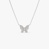 14k Pave Diamond Butterfly Pendant Necklace 14K White Gold Ferkos Fine Jewelry
