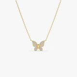 14k Pave Diamond Butterfly Pendant Necklace 14K Gold Ferkos Fine Jewelry