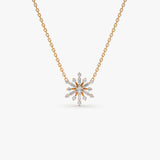 14k Baguette and Round Diamond Snowflake Necklace 14K Rose Gold Ferkos Fine Jewelry