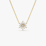 14k Baguette and Round Diamond Snowflake Necklace 14K Gold Ferkos Fine Jewelry