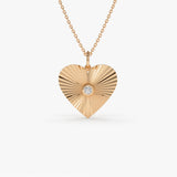 14K Diamond-Cut Heart Shape Disc Ray Pendant 14K Rose Gold Ferkos Fine Jewelry